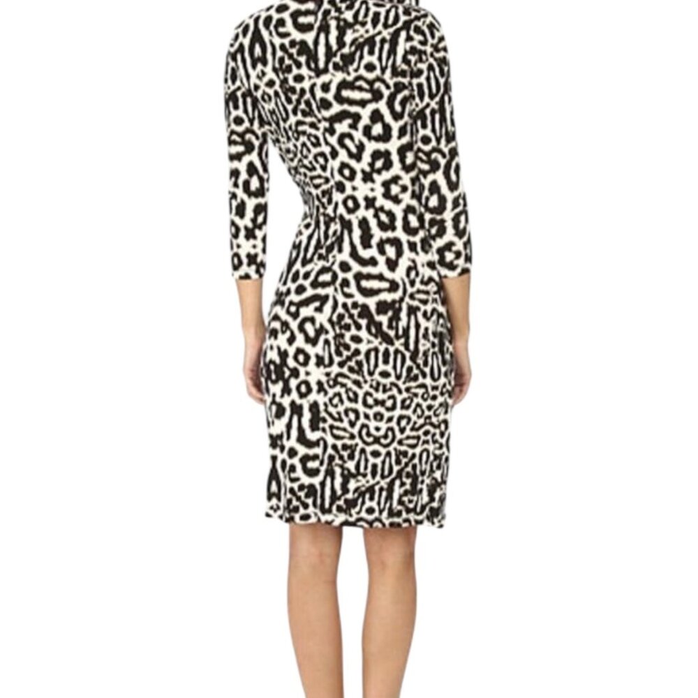 Calvin Klein Women's Snow Leopard Keyhole Ruched Faux-Wrap Dress Size 18W - Picture 2 of 12